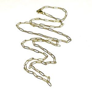 Paper Clip Gold Chain in Solid 10K Yellow Gold 22” Long